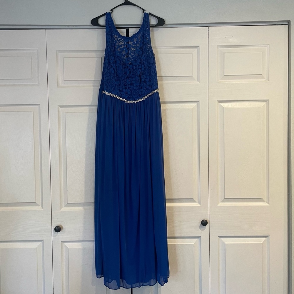 Blue David’s bridal lace floor length dress